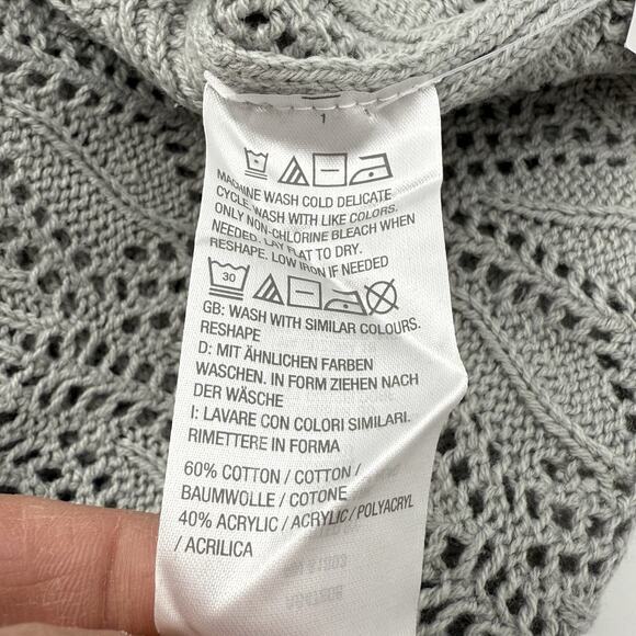 Peace Love World Boheme Open Stitch Novelty Sweater L Minimalist Loungewear Cozy - Picture 10 of 10